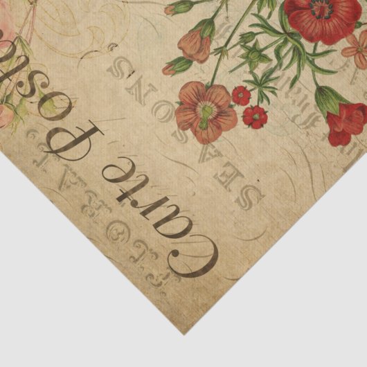 Franse stijl Carte Postale Wildbloemen Tissuepapier (Detail)