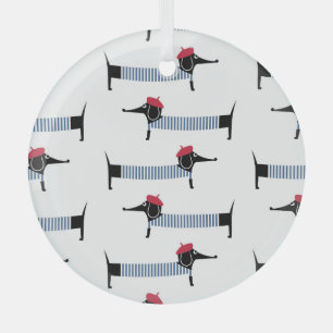 Franse stijl hond, cartoon. glas ornament