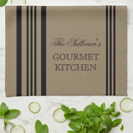 Franse stijl Stripe Burap gepersonaliseerde keuken Theedoek (Gevouwen)
