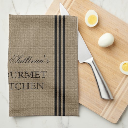 Franse stijl Stripe Burap gepersonaliseerde keuken Theedoek (Quarter Fold)