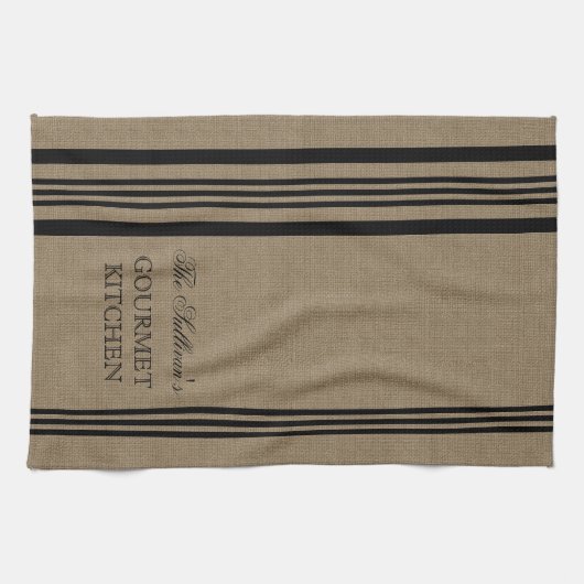 Franse stijl Stripe Burap gepersonaliseerde keuken Theedoek (Horizontaal)