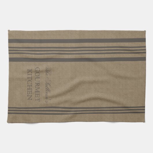 Franse stijl Stripe Burlap gepersonaliseerde keuke Theedoek (Horizontaal)
