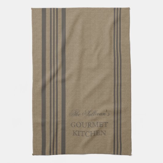 Franse stijl Stripe Burlap gepersonaliseerde keuke Theedoek (Verticaal)