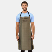 Franse stijl Stripe Burlap Kijk uit | Zwarte naam Schort (Gedragen)