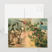 Franse -stijlpaarden, vrouwen, Floral Briefkaart (Voorkant / Achterkant)