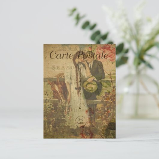 Franse  Stijlvrouw, Man en paarden Briefkaart (Staand voorkant)