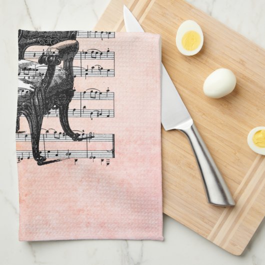  Franse stoel en blad muziek Theedoek (Quarter Fold)