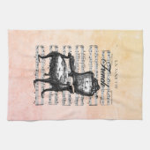 Franse stoel en blad muziek Theedoek (Horizontaal)