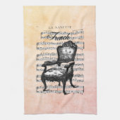  Franse stoel en blad muziek Theedoek (Verticaal)