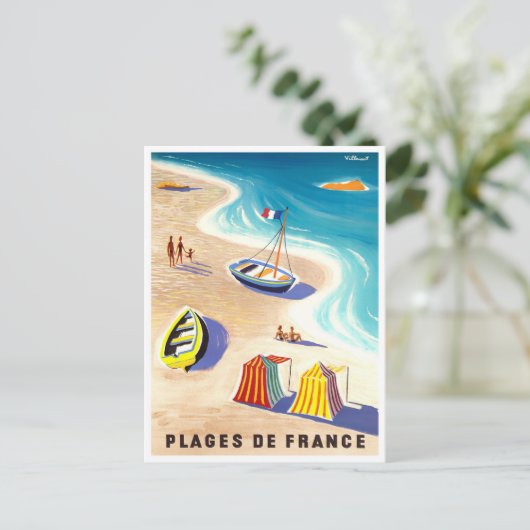 Franse stranden Briefkaart voor oldtimers (Staand voorkant)