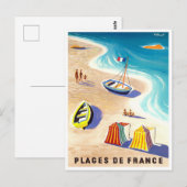 Franse stranden Briefkaart voor oldtimers (Voorkant / Achterkant)