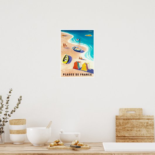 Franse stranden Poster voor oldtimers (Keuken)