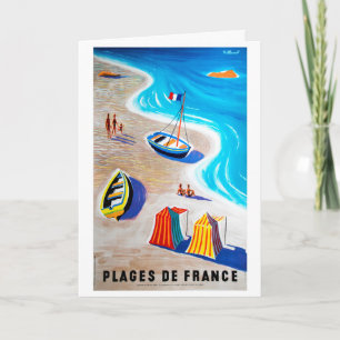 Franse stranden - Vintage Travel Poster Kaart