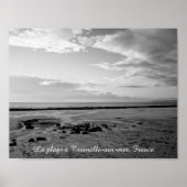Franse strandfoto zwart wit poster (Voorkant)