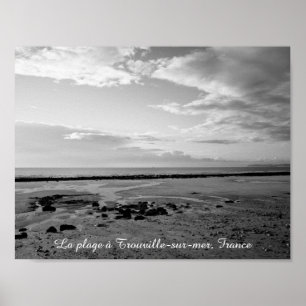 Franse strandfoto zwart wit poster