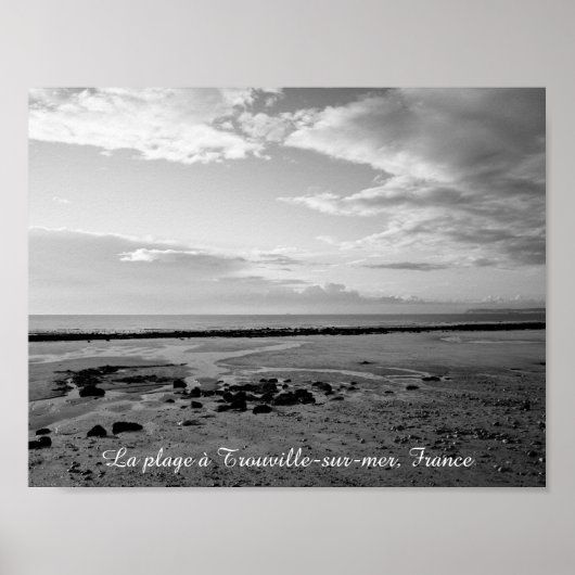 Franse strandfoto zwart wit poster (Voorkant)