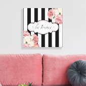 Franse strepen en Rozen Canvas Afdruk (Insitu (Woonkamer))