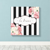 Franse strepen en Rozen Canvas Afdruk (Insitu (Houten vloer))