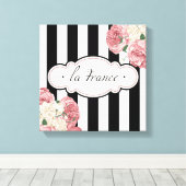 Franse strepen en Rozen Canvas Afdruk (Insitu (Houten vloer))