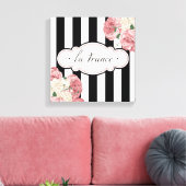 Franse strepen en Rozen Canvas Afdruk (Insitu (Woonkamer))