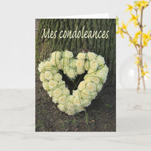 Franse sympathiekaart, Mes Condoleances Kaart (Gele Bloem)
