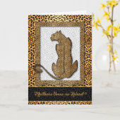 Franse taal Belated Birthday Cheetah Kaart (Gele Bloem)