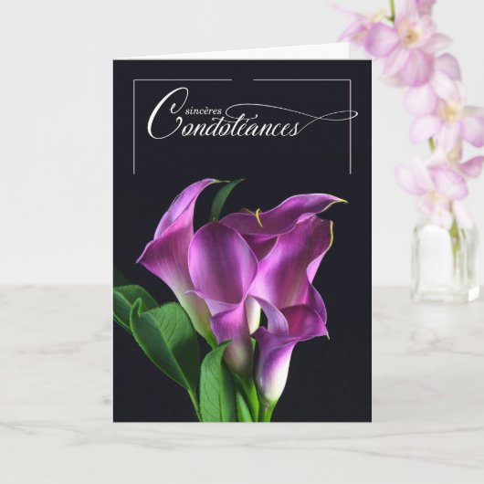 Franse Taal Betuiging Condoléances Lelies Kaart (Orchidee)