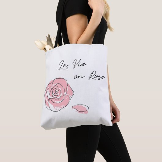 Franse taal La Vie en Roos Tote Bag (Dichtbij)