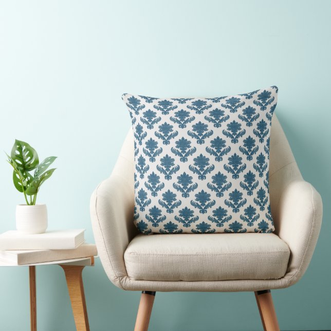Franse Tapijt Blauw en Wit Kussen (Stoel)