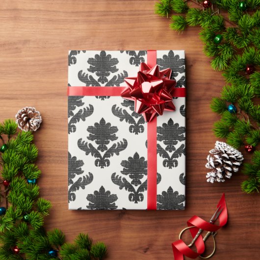 Franse Tapijt Zwart en Wit Cadeaupapier (Feestdagen Geschenken)