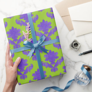 Franse Tapijtstof Paars en Groen Cadeaupapier