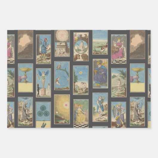 Franse Tarot-Kaarten — Koolsteenachtergrond Inpakpapier Vel (Voorkant)