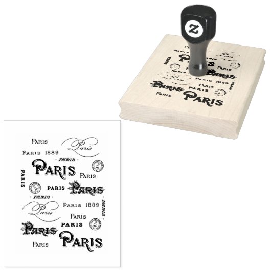  Franse tekentypografie in Parijs Rubberstempel (Gestempeld)