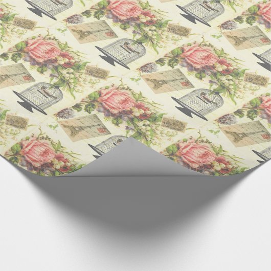 Franse Thema Vintage Parijs Inpakpapier (Hoek)