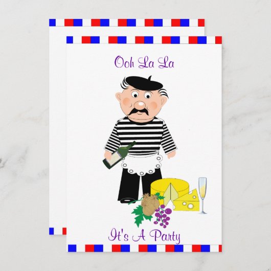 Franse themapartij kaas en wijn kaart (Voorkant / Achterkant)