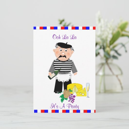 Franse themapartij kaas en wijn kaart (Staand voorkant)