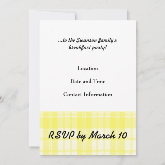 Franse Toast - Aangepaste ontbijtuitnodiging Kaart (Achterkant)