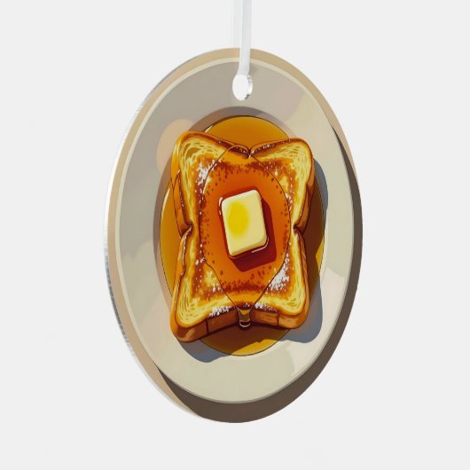 Franse toast, boter en siroop Ontbijt Kerstmis Metalen Ornament (Voorkant Rechts)