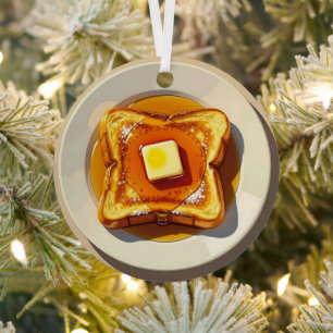 Franse toast, boter en siroop Ontbijt Kerstmis Metalen Ornament
