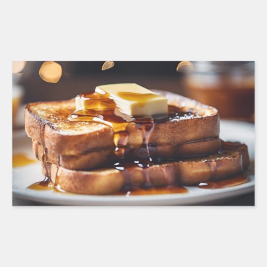 Franse Toast Met Boter & Stroop Rechthoekige Sticker (Voorkant)