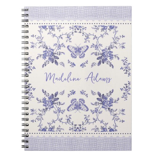 Franse Toile Aangepaste Naam Spiral Foto Notitiebo Notitieboek (Voorkant)