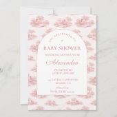 Franse Toile Baby Shower Roze Kaart (Voorkant)