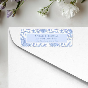 Franse Toile Blauwe Chinoiserie Retouradres Etiket