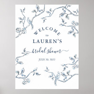 Franse Toile Blauwe en witte Bruiloftsborrel Welko Poster