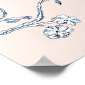 Franse Toile Blauwe & Roze Bruiloft Feest Welkom Poster (Hoek)