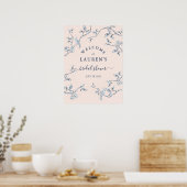 Franse Toile Blauwe & Roze Bruiloft Feest Welkom Poster (Keuken)