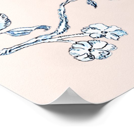 Franse Toile Blauwe & Roze Bruiloft Welkom  Poster (Hoek)