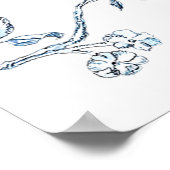 Franse Toile Blauwe & witte Bruiloft Welcome  Poster (Hoek)