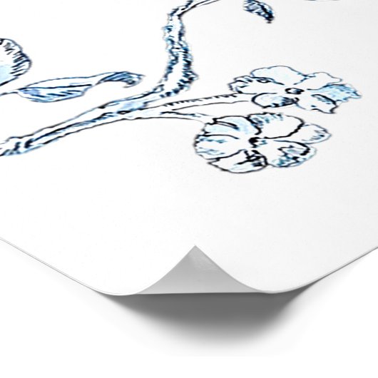 Franse Toile Blauwe & witte Bruiloft Welcome Poster (Hoek)