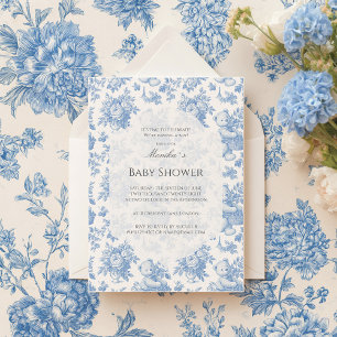 Franse Toile Bloem Beer Baby Shower Kaart